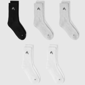 Crew Socks 5 Pack Grey/White/Black