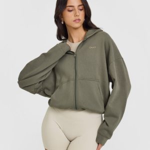 Mid Weight Zip Through Hoodie Alpine Green