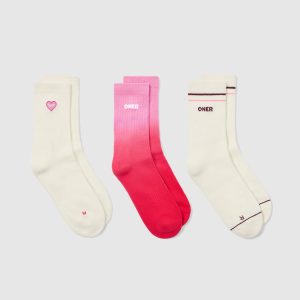 Oner Heart Crew Socks 3 Pack Sweetie/Berry Bloom/Rosewood