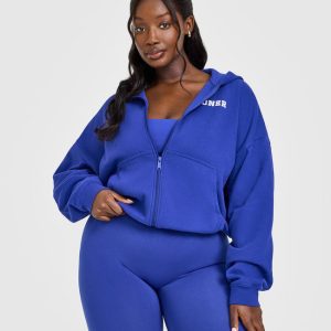 Mid Weight Zip Through Hoodie Space Blue