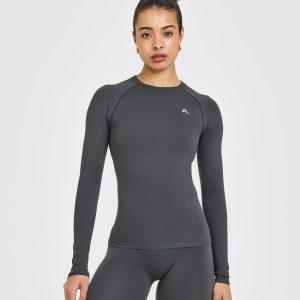 Go To Seamless Fitted Long Sleeve Top Coal
