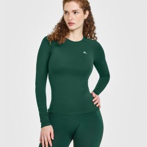 Go To Seamless Fitted Long Sleeve Top Racing Green