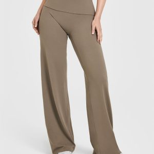 SoftMotion™ Fold Over Straight Leg Bottoms Moss Brown